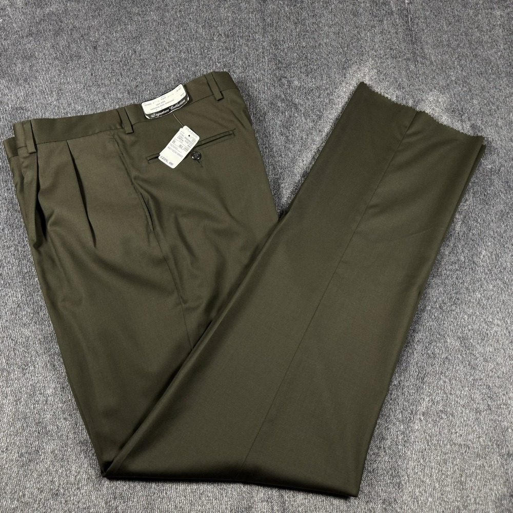Jos A Bank Men's Size 35 Regular 100% Wool Super Fine Gabardine Pleated Pant NWT